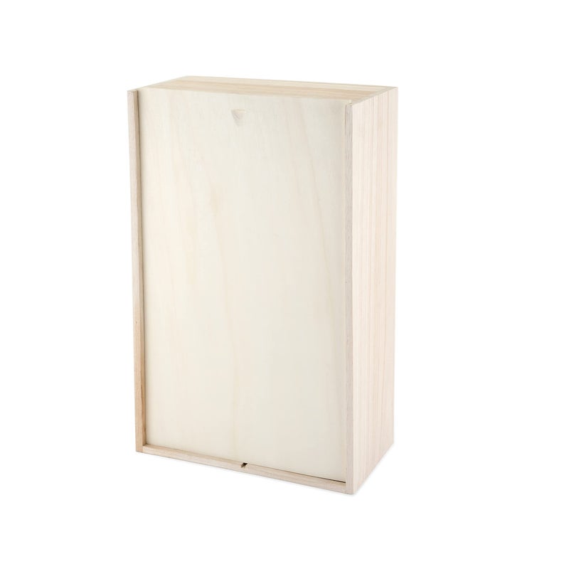Twine Single Wooden Wine Box with Sliding Lid - Wine & Champagne Wooden Bottle Gift Box, Paulownia Wood Grain Liquor Storage Box fits 2 Bottles - Image 1